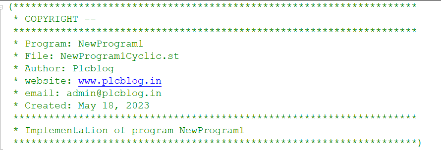 File Header Section Structured Text Program